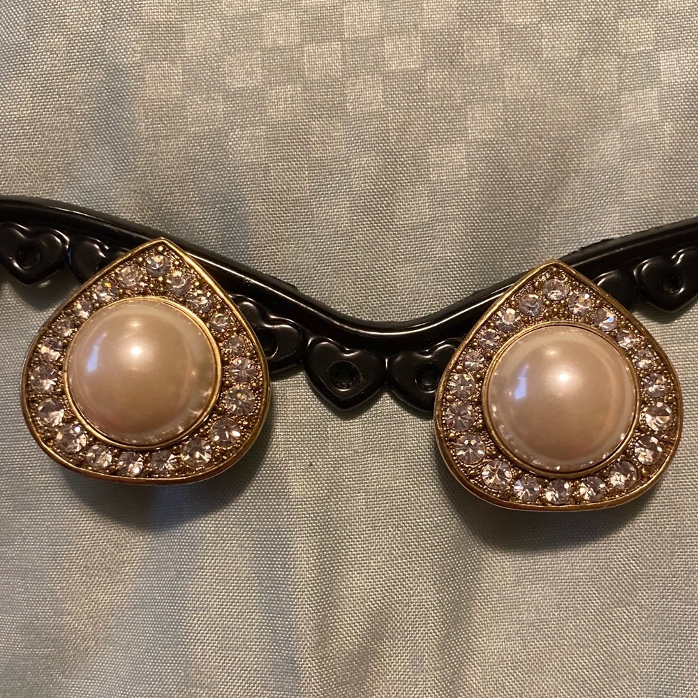 SCAASI teardrop faux Pearl clip earrings
